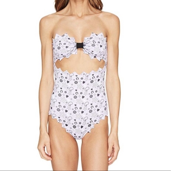 NWT MARYSIA Maui Maillot Zig Zag Cutout One Piece Swimsuit in Lavender Sz. L - Picture 2 of 3